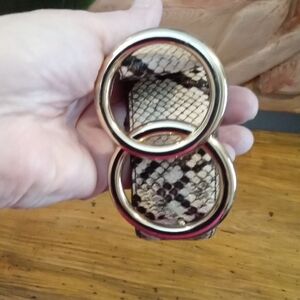 New York & Co. Size M 35" Snakeskin Pattern Faux Leather Belt with Gold Buckle